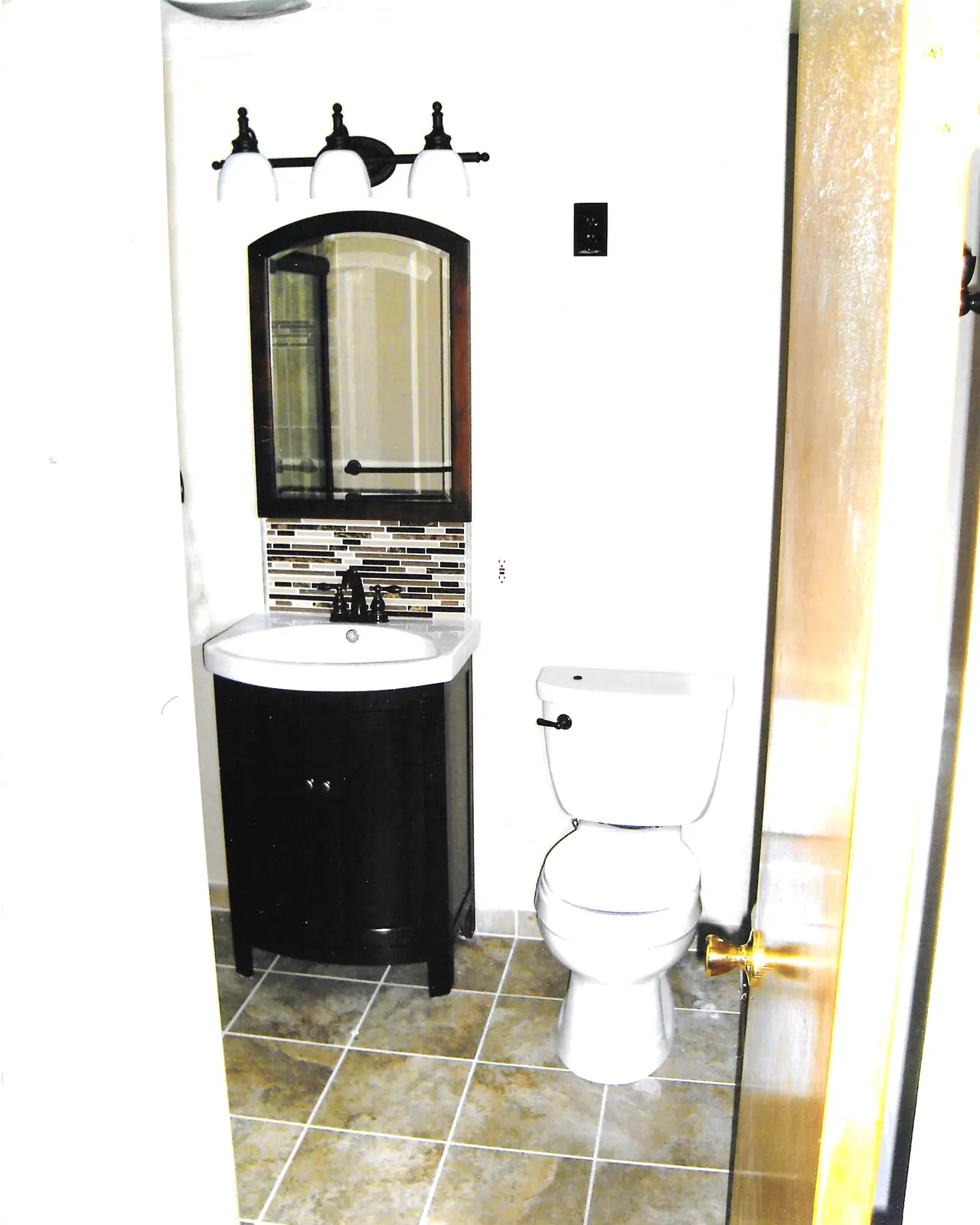 Finished bathroom where support locations can be evaluated