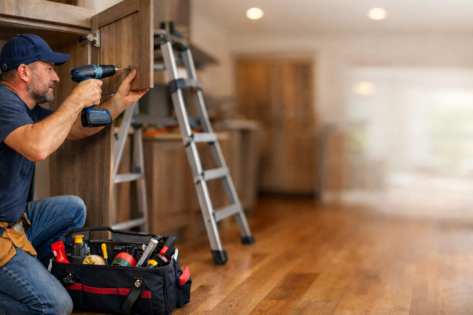 Handyman completing home improvement work for a west-side Cleveland homeowner